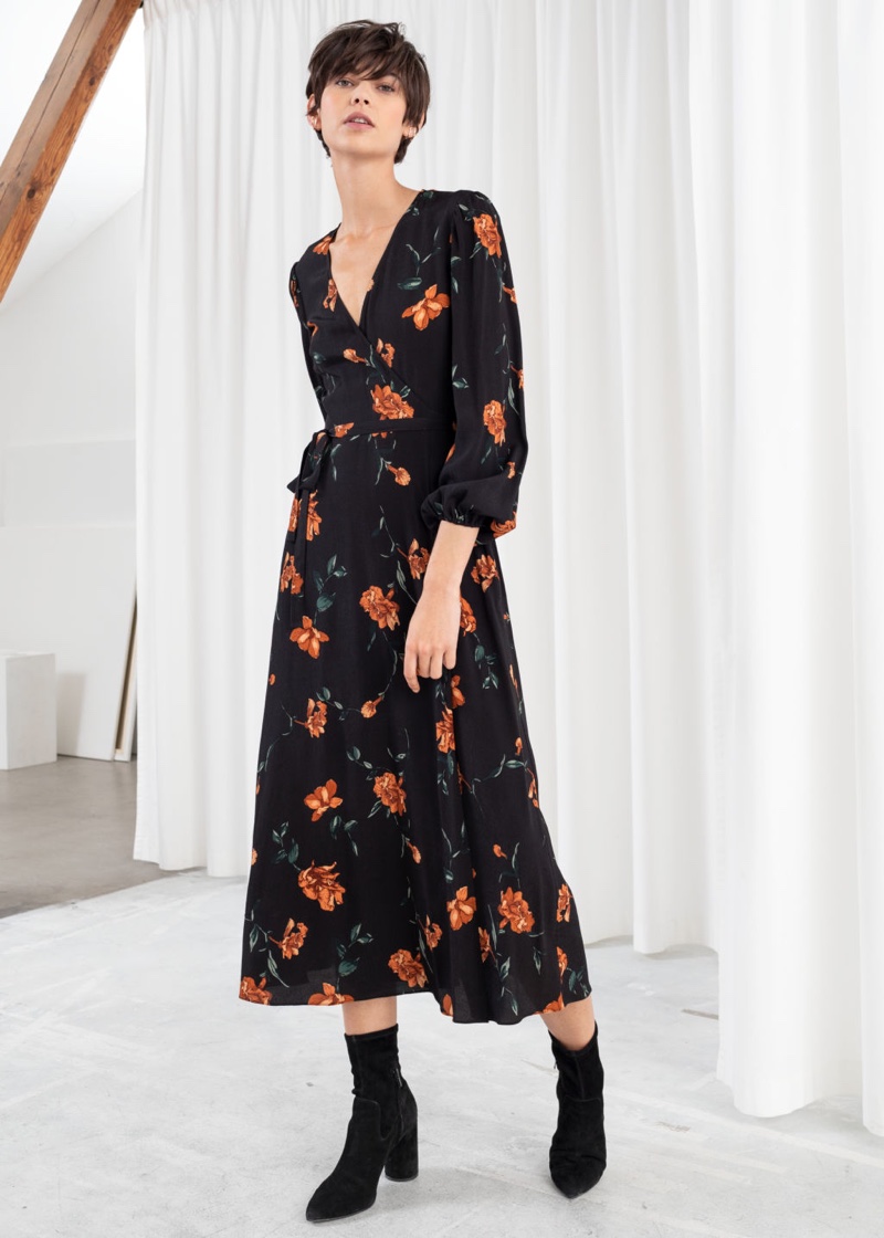 & Other Stories Wrap Midi Dress in Floral $119