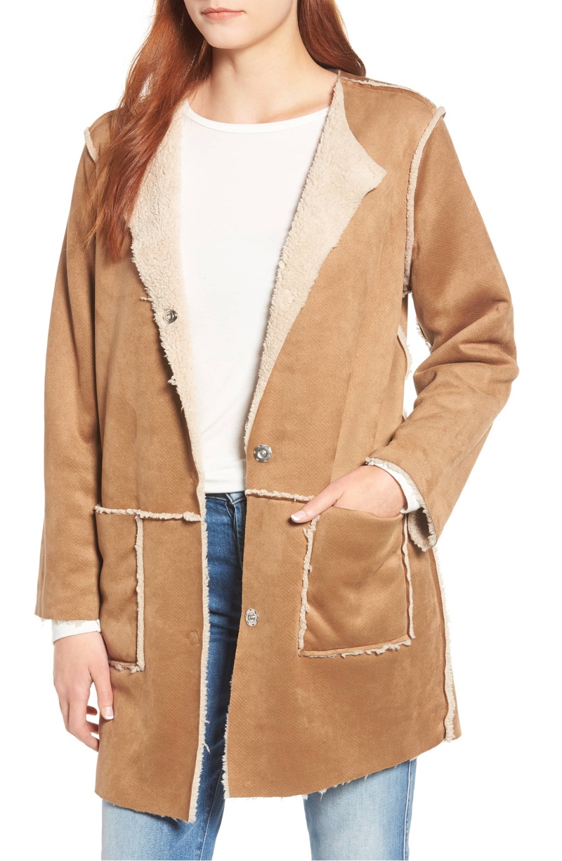 BB Dakota Had Me at Hello Reversible Faux Shearling Jacket $128