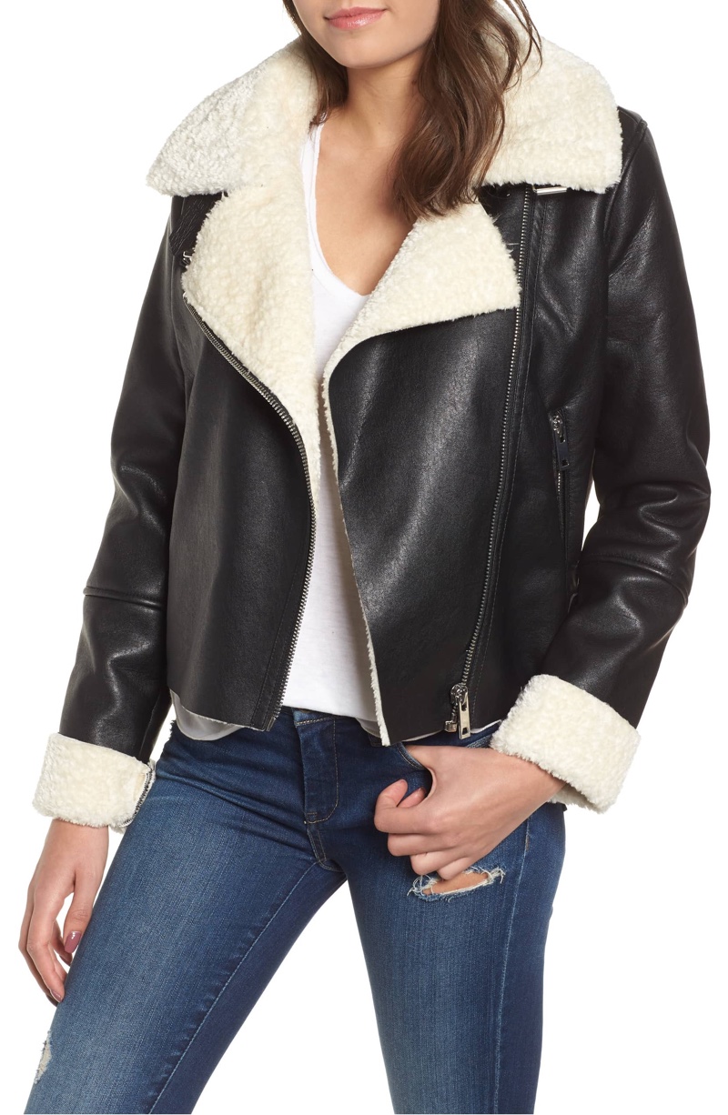 BLANKNYC Moto Jacket Faux Shearling Lining $148