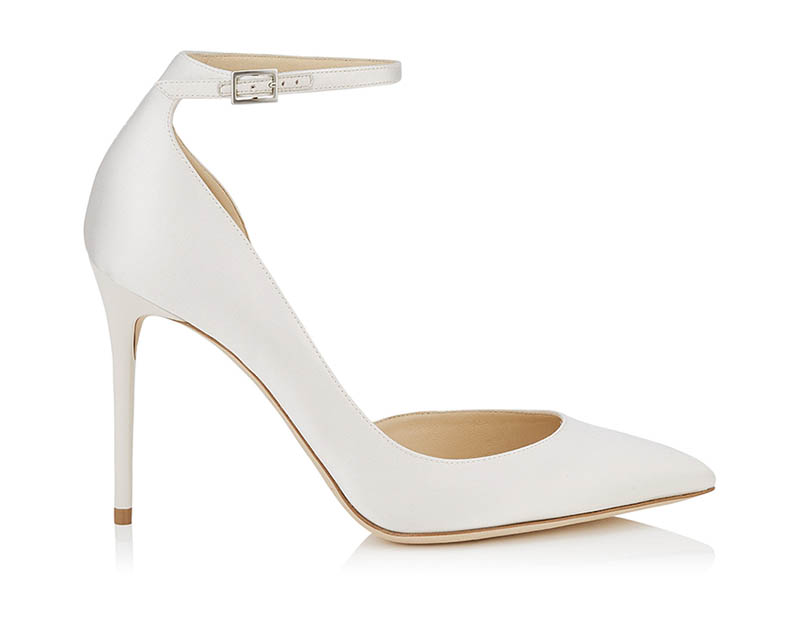 Jimmy Choo Lucy 100 Ivory Satin Pointy Toe Pumps $695