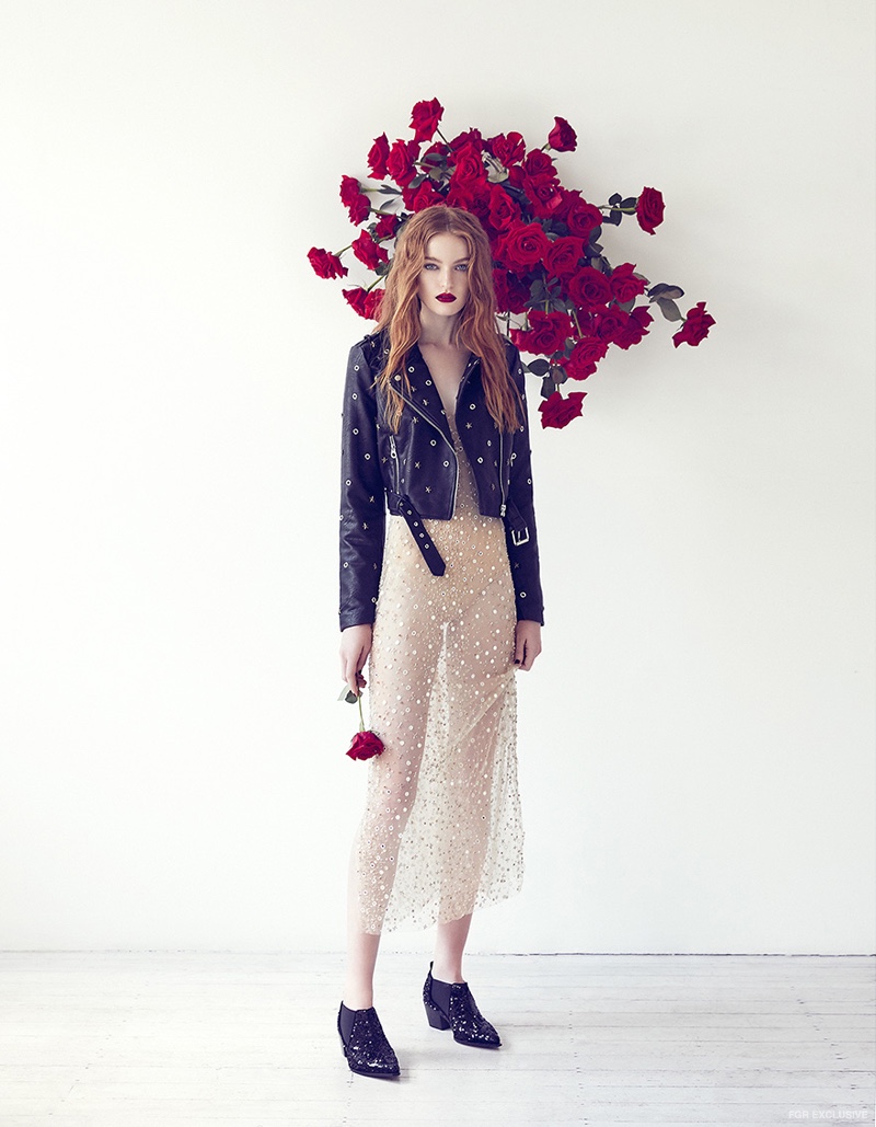 One Day Bridal Sequin Dress, Leather Jacket from Cose Ipanema amd Sonia Rykiel Sequin Boots from Christine