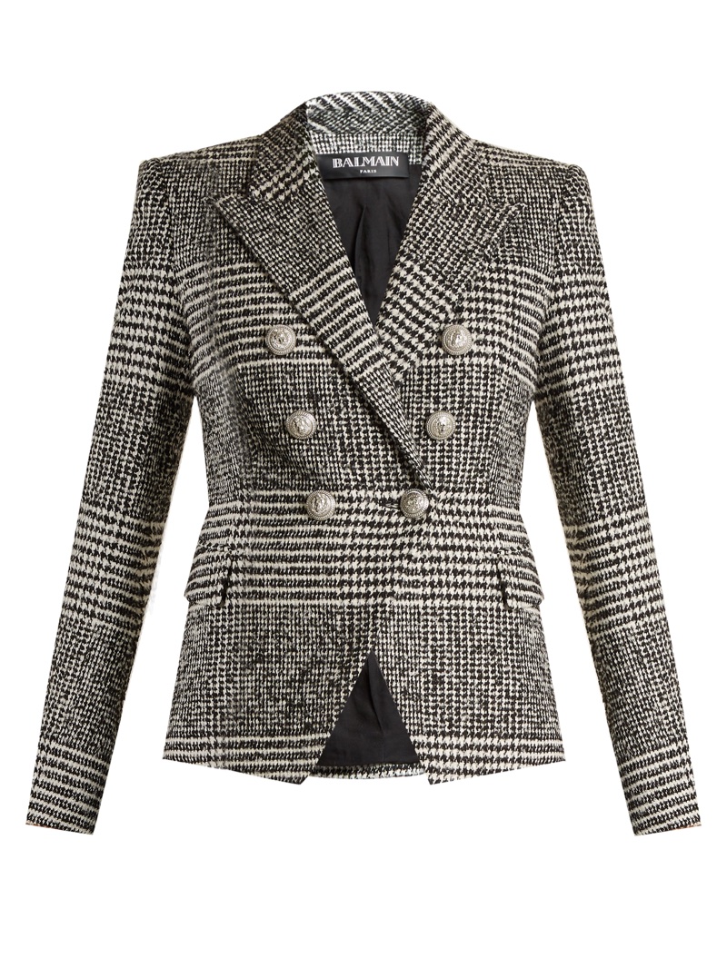 Balmain Double-Breasted Houndstooth Check Blazer $1,361