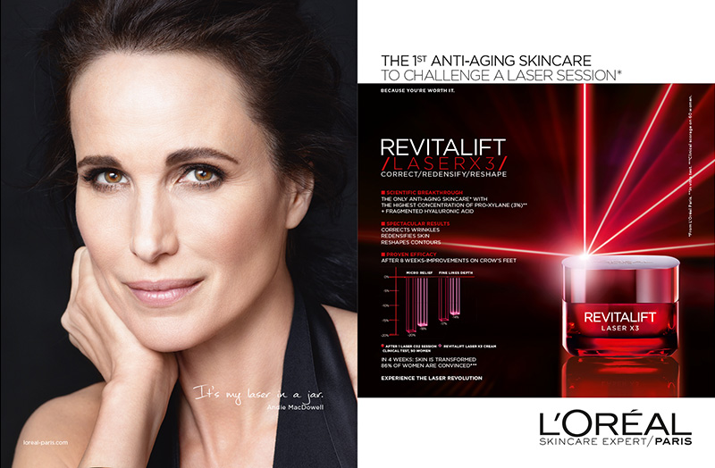 Andie MacDowell for L'Oreal Paris