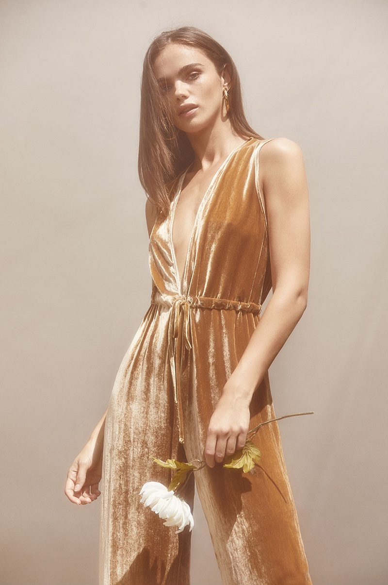 Reformation Holland Jumpsuit in Gold