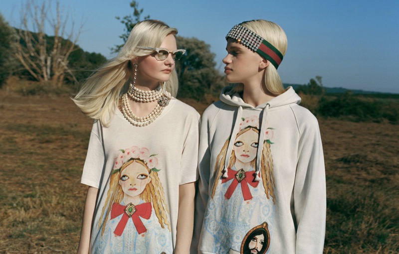 Unia Pakhomova and Stella Lucia front Gucci x Unskilled Worker campaign