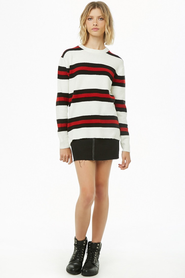 Forever 21 Striped Brushed-Knit Sweater $9.16 (previously $22.90)