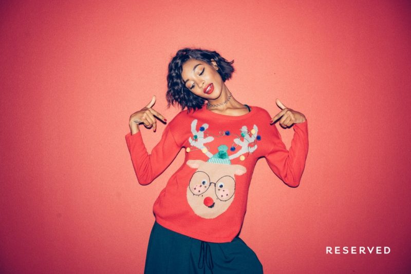 Jourdan Dunn rocks a Reserved Christmas sweater