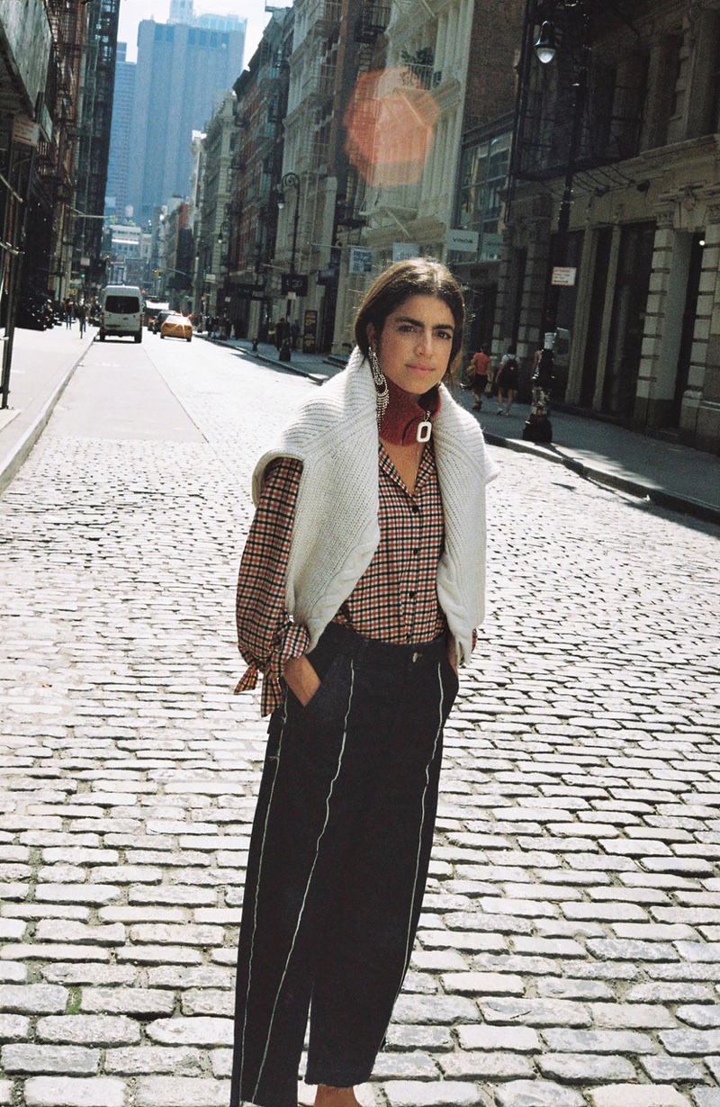 Leandra Medine layers for fall in Mango Journeys