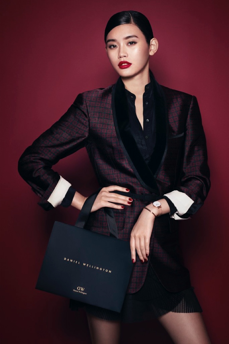 Looking sharp, Ming Xi stars in Daniel Wellington's Holiday 2017 campaign