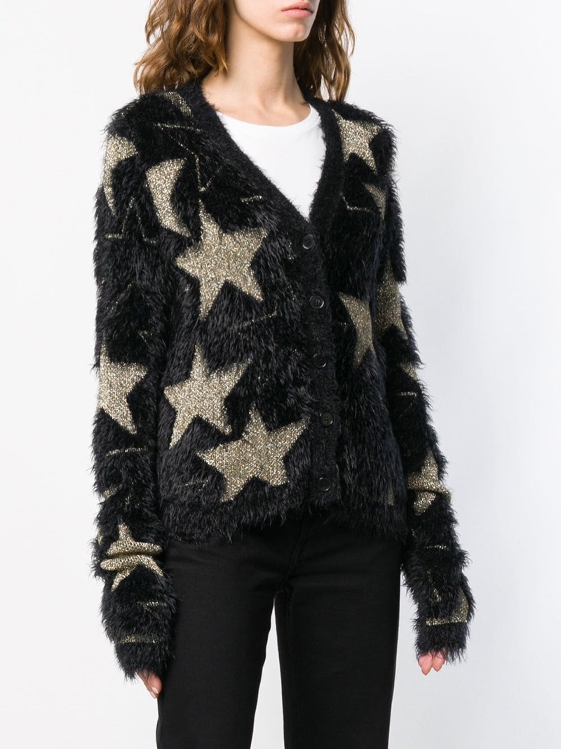 Saint Laurent Lurex Stars Jacquard Cardigan $1,062