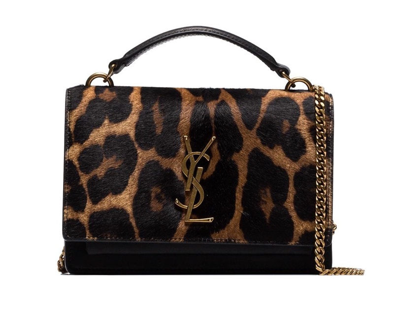 Saint Laurent Sunset Mini Leopard Print Calf Hair Handbag $2,025