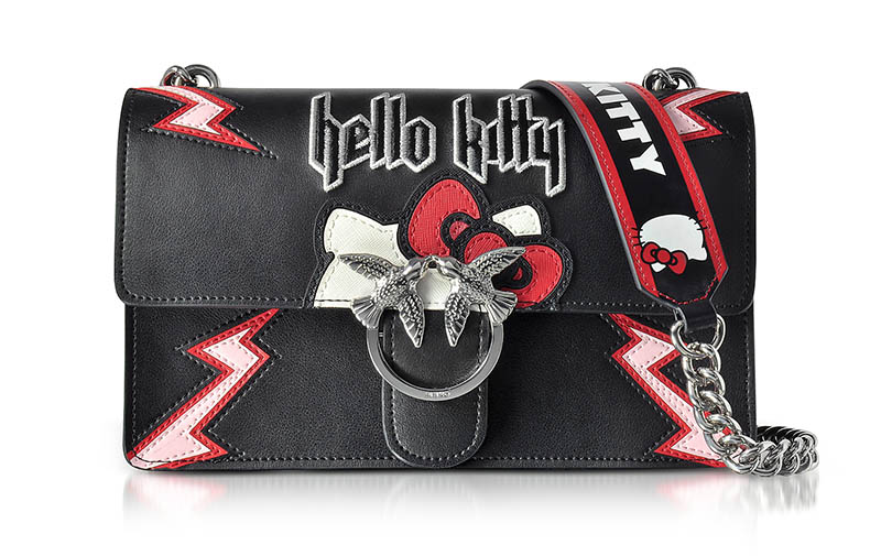 PINKO x Hello Kitty Rock Black Eco Leather Shoulder Bag $505