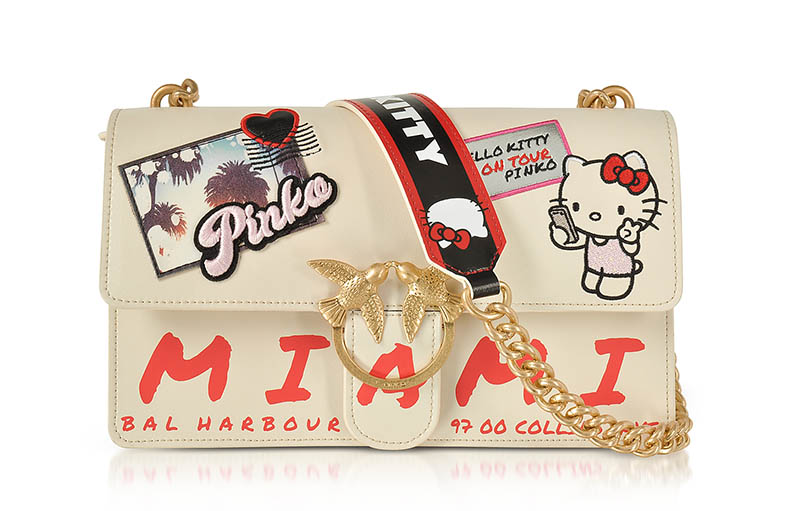 PINKO x Hello Kitty Souvenir White Eco Leather Shoulder Bag $398