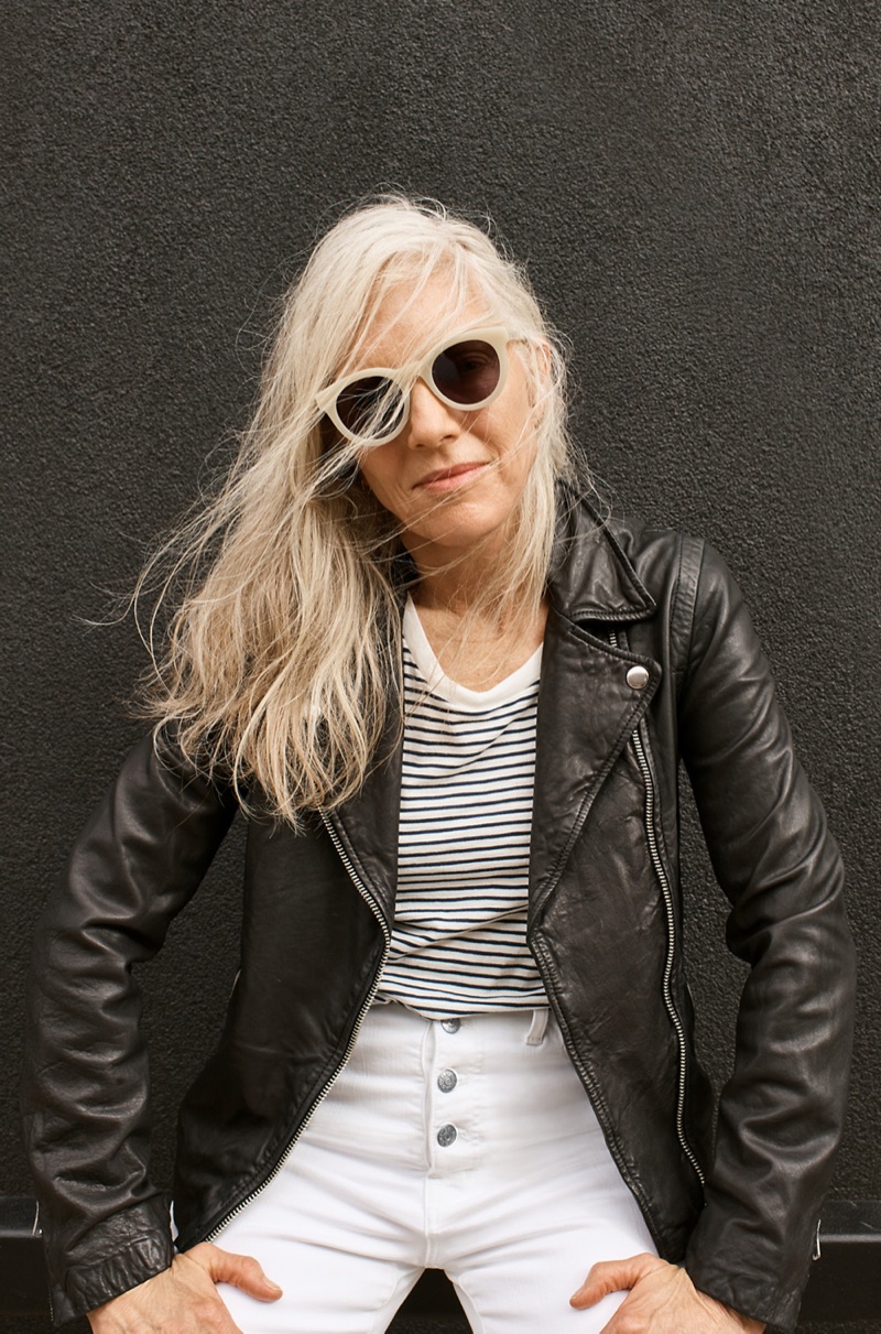 Madewell Halliday Sunglasses, Washed Leather Motorcycle Jacket and 10" High-Rise Skinny Crop Jeans: Button-Front Edition