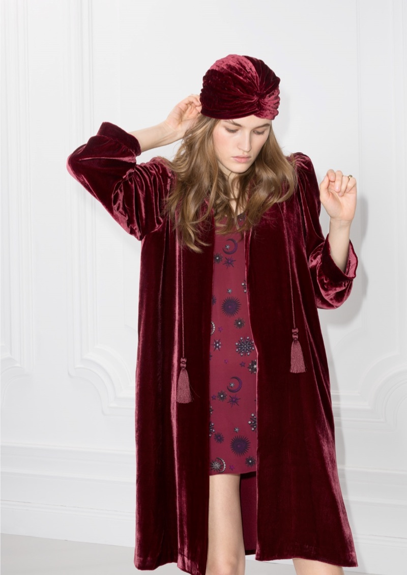 & Other Stories Velvet Kaftan in Red $145