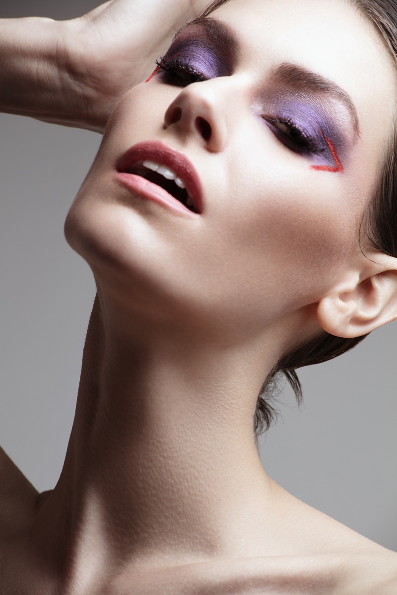 Kate Herman wears purple eyeshadow. Photo: Jeff Tse