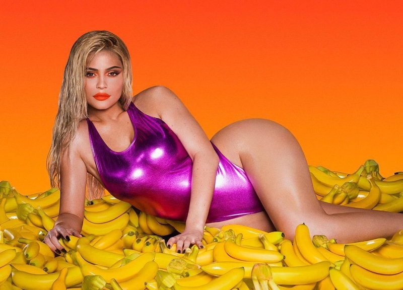 Kylie Jenner wears purple bodysuit in Kylie Cosmetics Summer Palette campaign