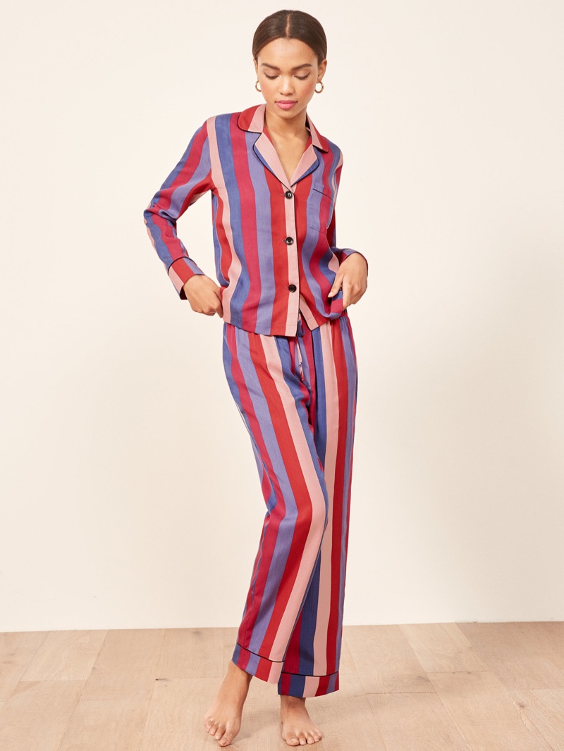 Reformation Pajama Set in Disco Stripe $98