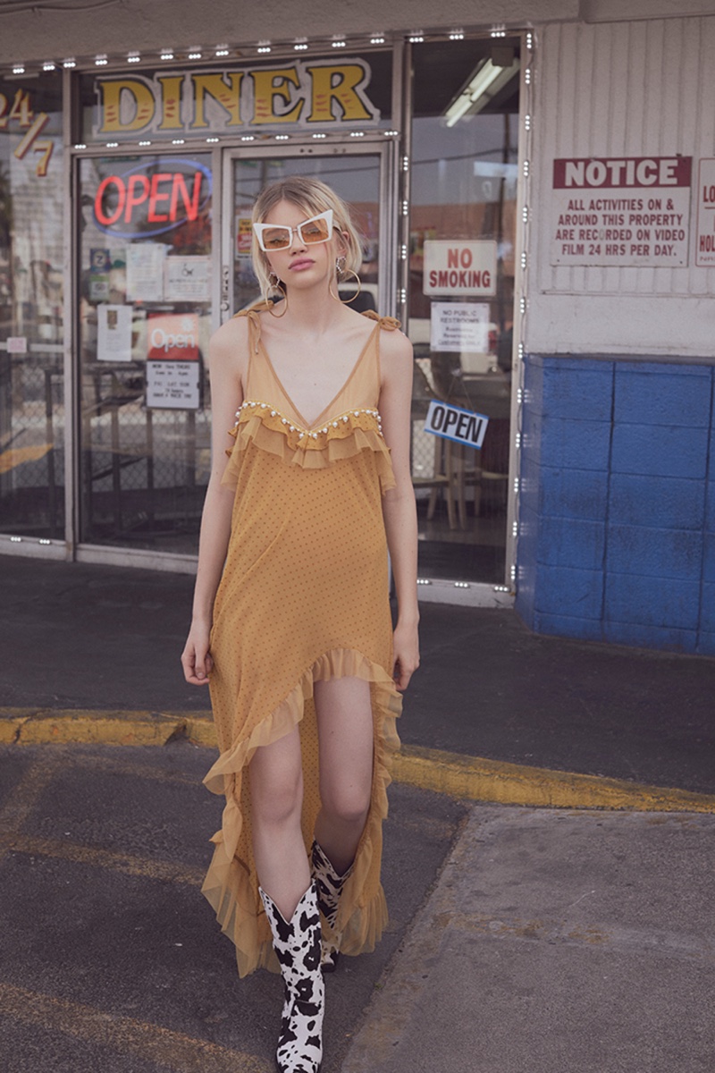 For Love & Lemons unveils its Holiday 2018 lookbook featuring the Marquee maxi dress