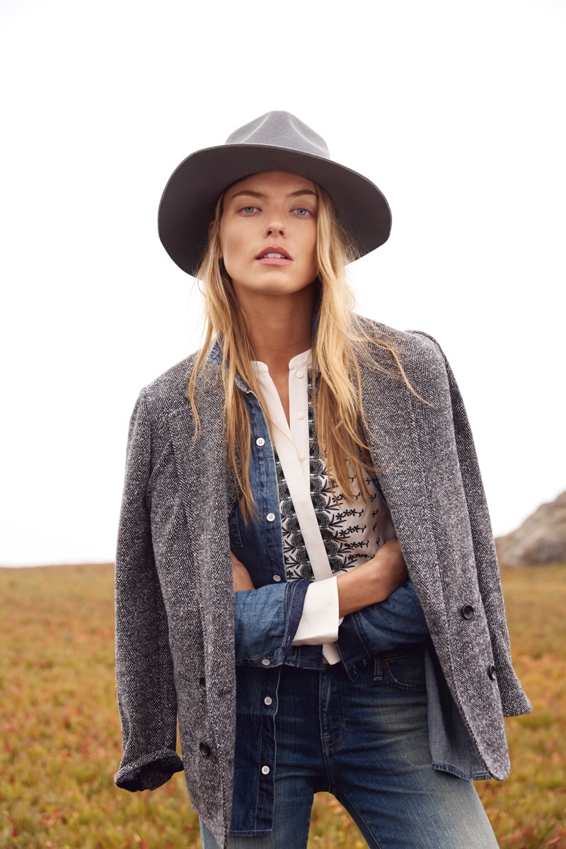 Martha Hunt layers up in Lucky Brand Holiday 2018 campaign