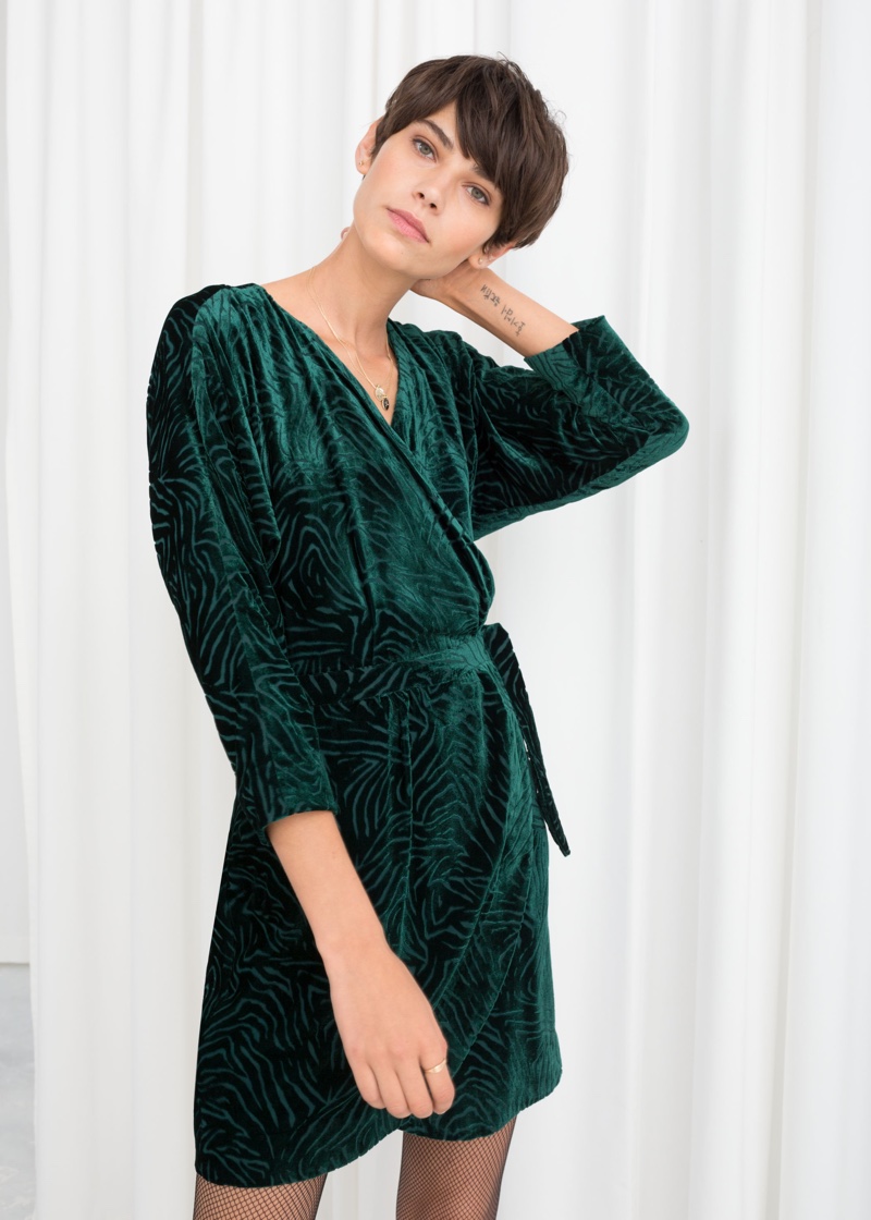 & Other Stories Velvet Wrap Dress $119