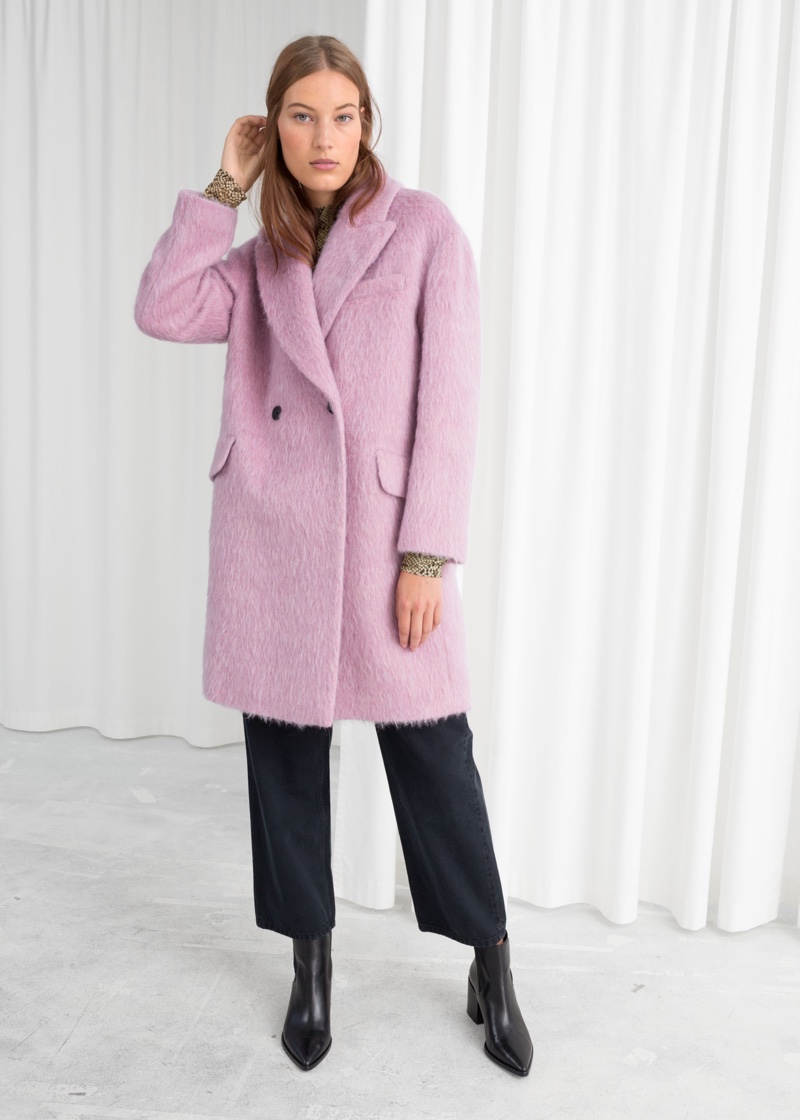 & Other Stories Wool Blend Straight Coat in Pink $219