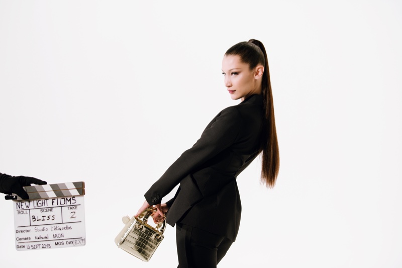 Action! Bella Hadid gets glam for Rouge Dior Wishes commercial