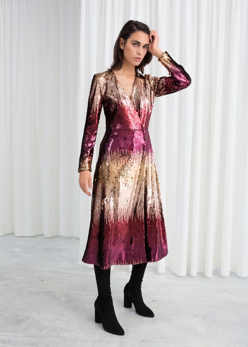 & Other Stories Ombre Sequin Midi Dress $149