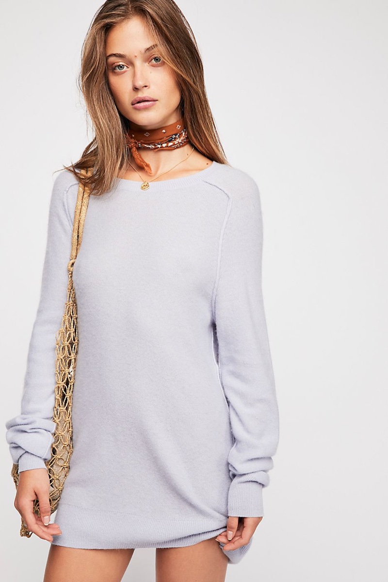 Free People Golden Hour Cashmere Sweater in Lilac $168