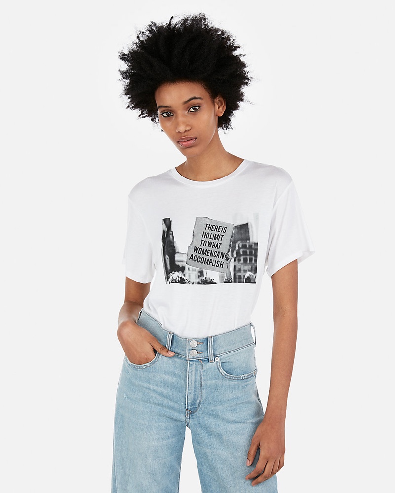 Express One Eleven Women Sign Graphic Boyfriend Tee $34.90