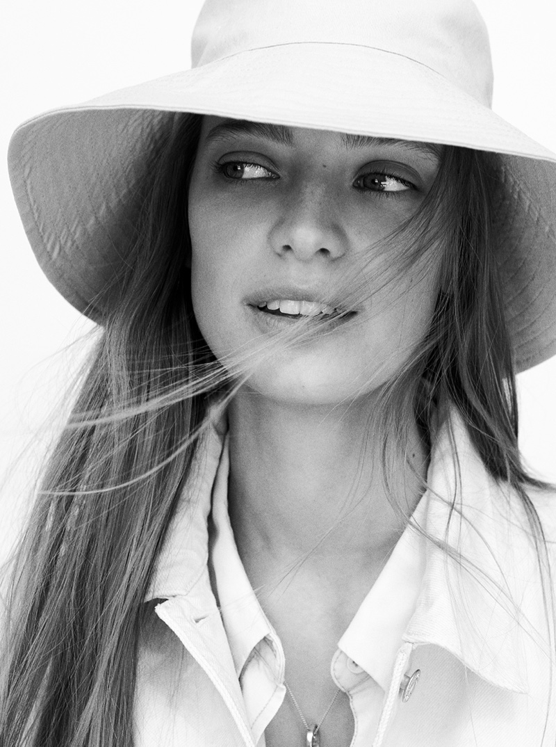 Ready for her closeup, Ine Neefs poses in black and white for Mango