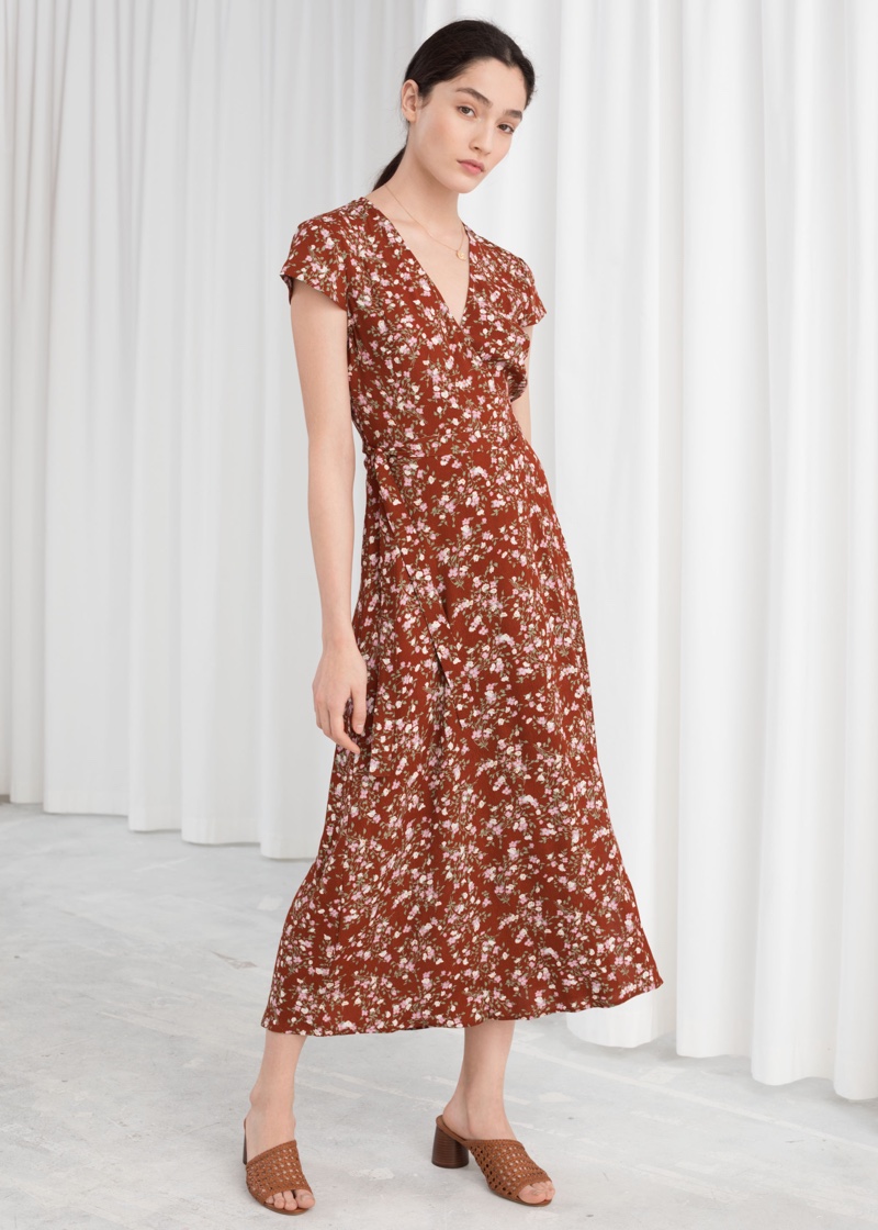 & Other Stories Floral Midi Wrap Dress $99