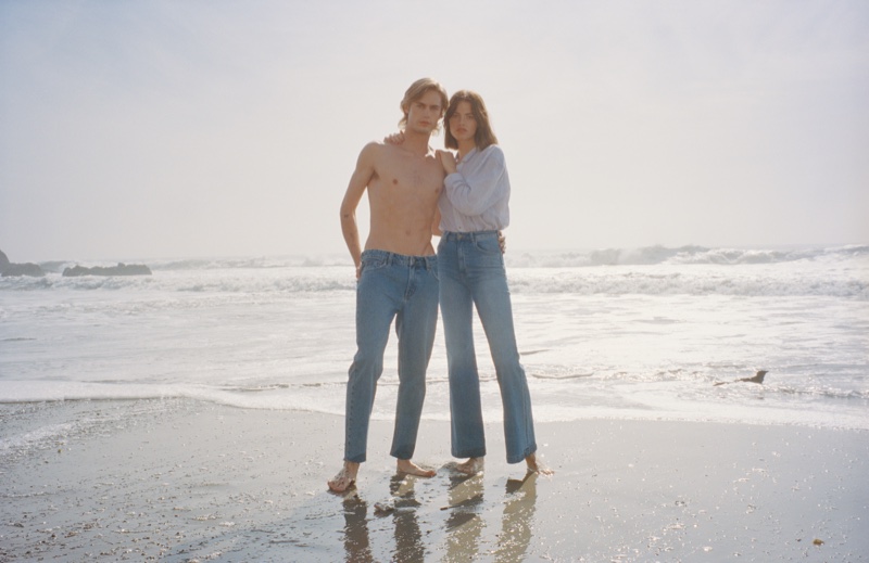 Neels Visser and Hailey Clauson appear in Rolla's Denim spring-summer 2019 campaign