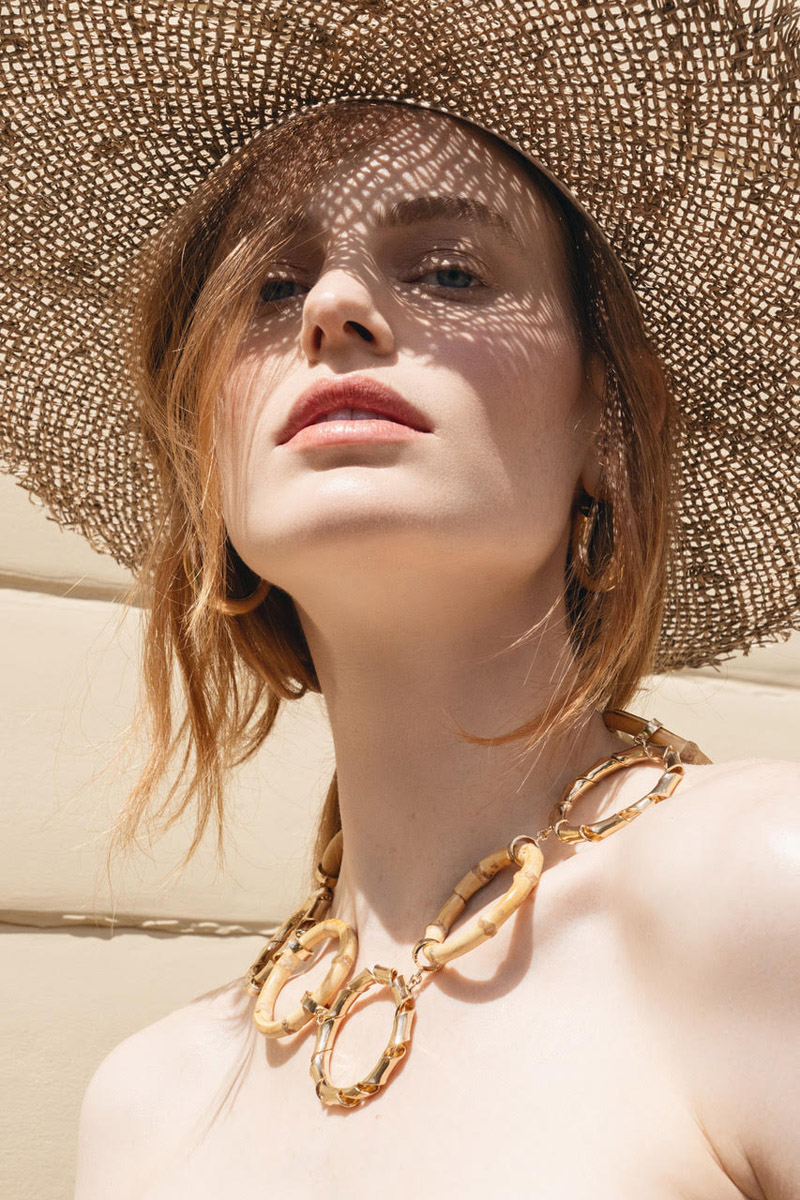 Earrings Laura Lombardi, Necklace Rosantica and Hat Lack of Color Hats. Photo: Jeff Tse