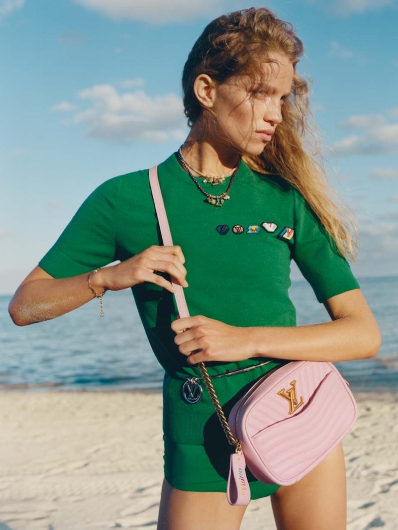 Rebecca Leigh Longendyke  poses on the beach for Louis Vuitton summer 2019 campaign