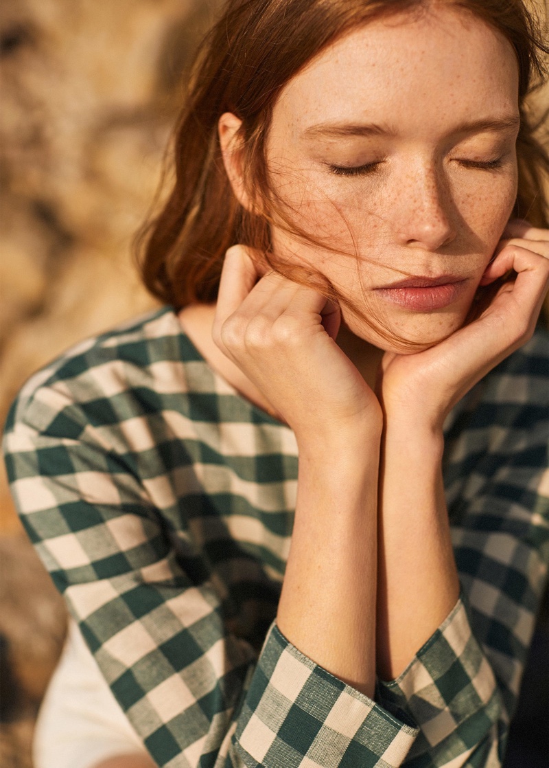 Julia Hafstrom models gingham prints from Mango