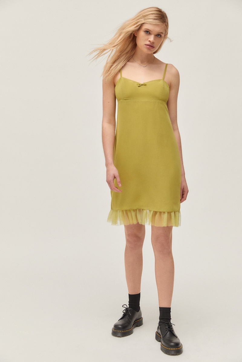 Betsey Johnson x UO Mesh Trim Mini Dress $79