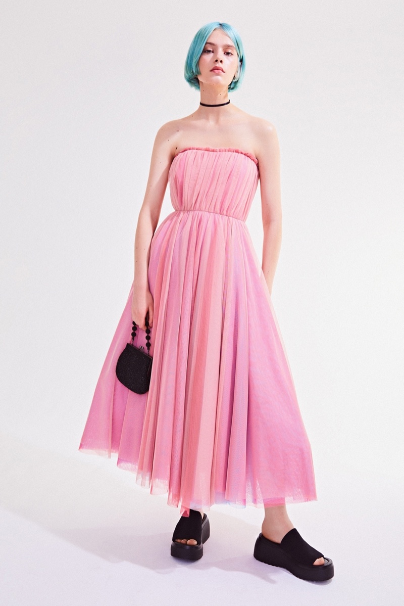 Betsey Johnson x UO Prom Queen Strapless Chiffon Midi Dress $350