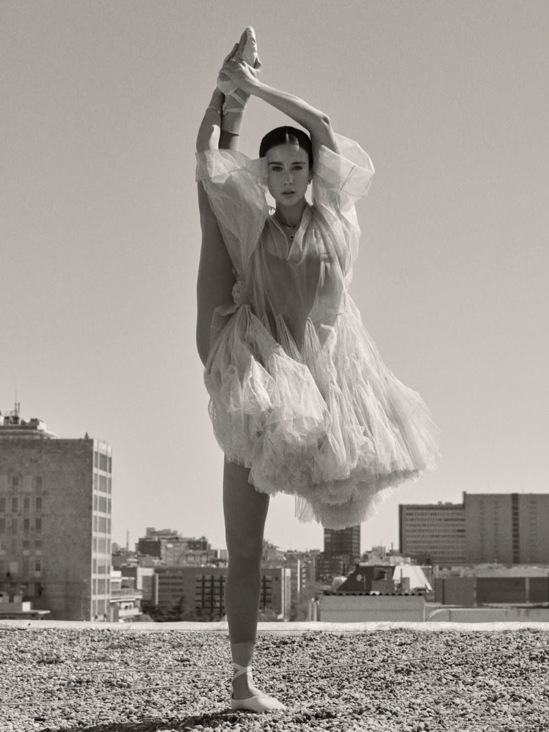 Maria Pedraza poses in ballet inspired Dior look with Bulgari jewelry