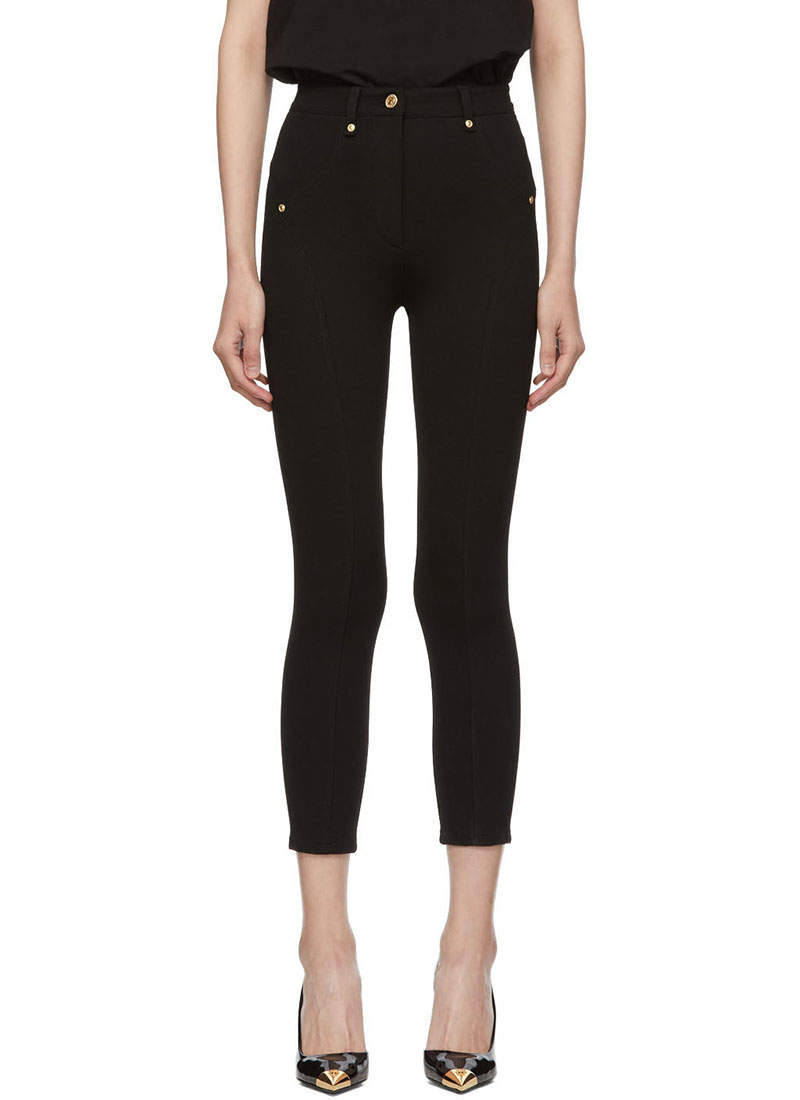 Versace Jeans Couture Black Knit High-Waisted Trousers $325