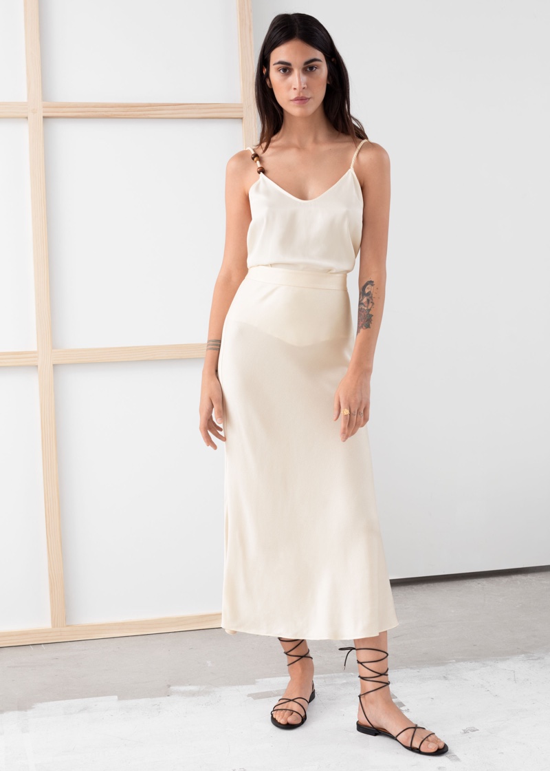 & Other Stories Flowy Satin Midi Skirt $79