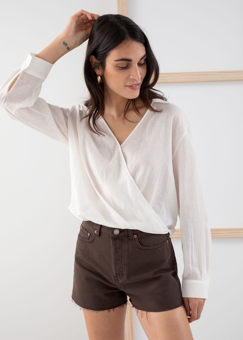 & Other Stories Lyocell Linen Blend Wrap Top $89