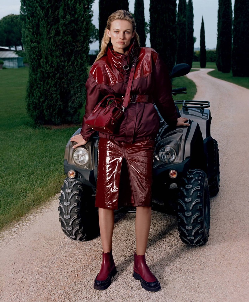 Wearing Burgundy, Edita Vilkeviciute fronts Tod's fall-winter 2019 campaign