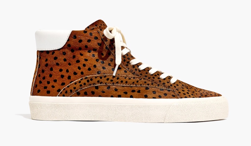 Madewell Sidewalk High-Top Sneakers in Spot Dot Calf Hair $110 