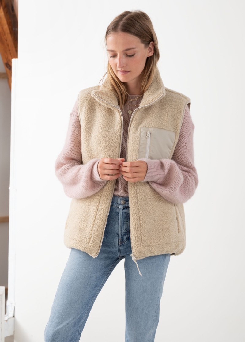 & Other Stories Faux Shearling Utility Vest $119