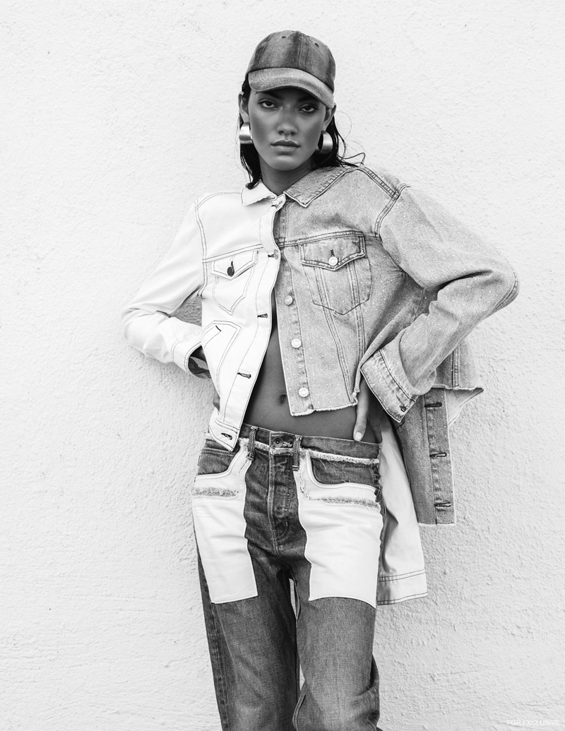 White Jacket BP, Denim Jacket Topshop, Cap Melrose and Market, Jeans Helmut Lang and Jewelry stylist’s own. Photo: IJfke Ridgley