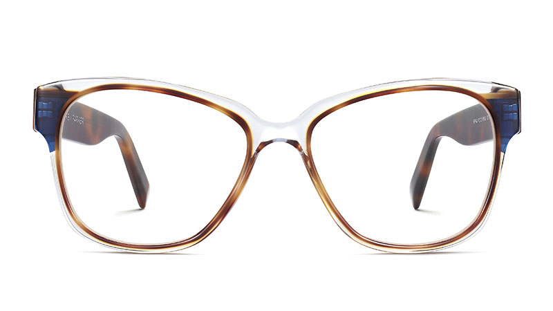 Warby Parker Francis Glasses in Crystal with Oak Barrel and Blue Bay $195