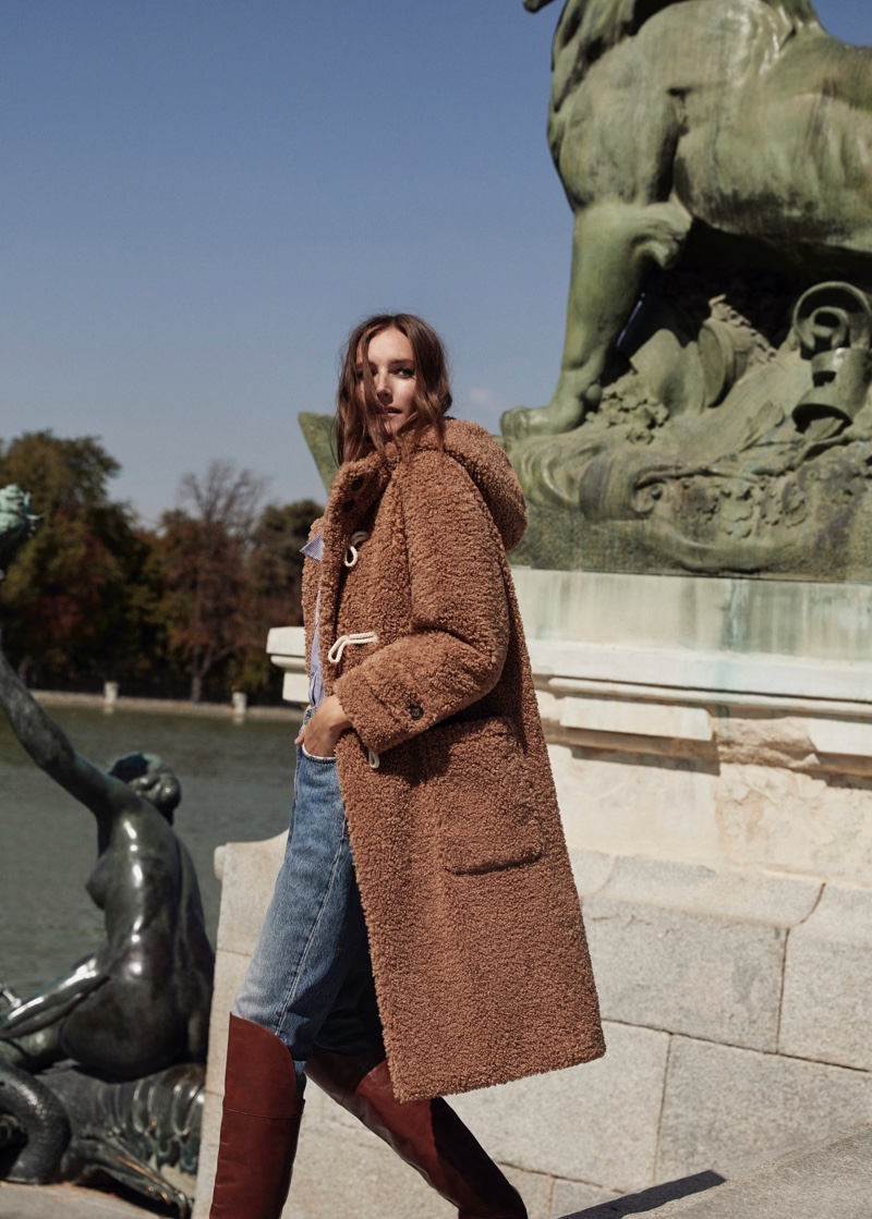 Mango Faux Shearling Long Coat