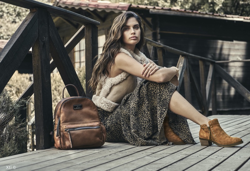 Posing outdoors, Sara Sampaio fronts XTI Shoes fall-winter 2019 campaign