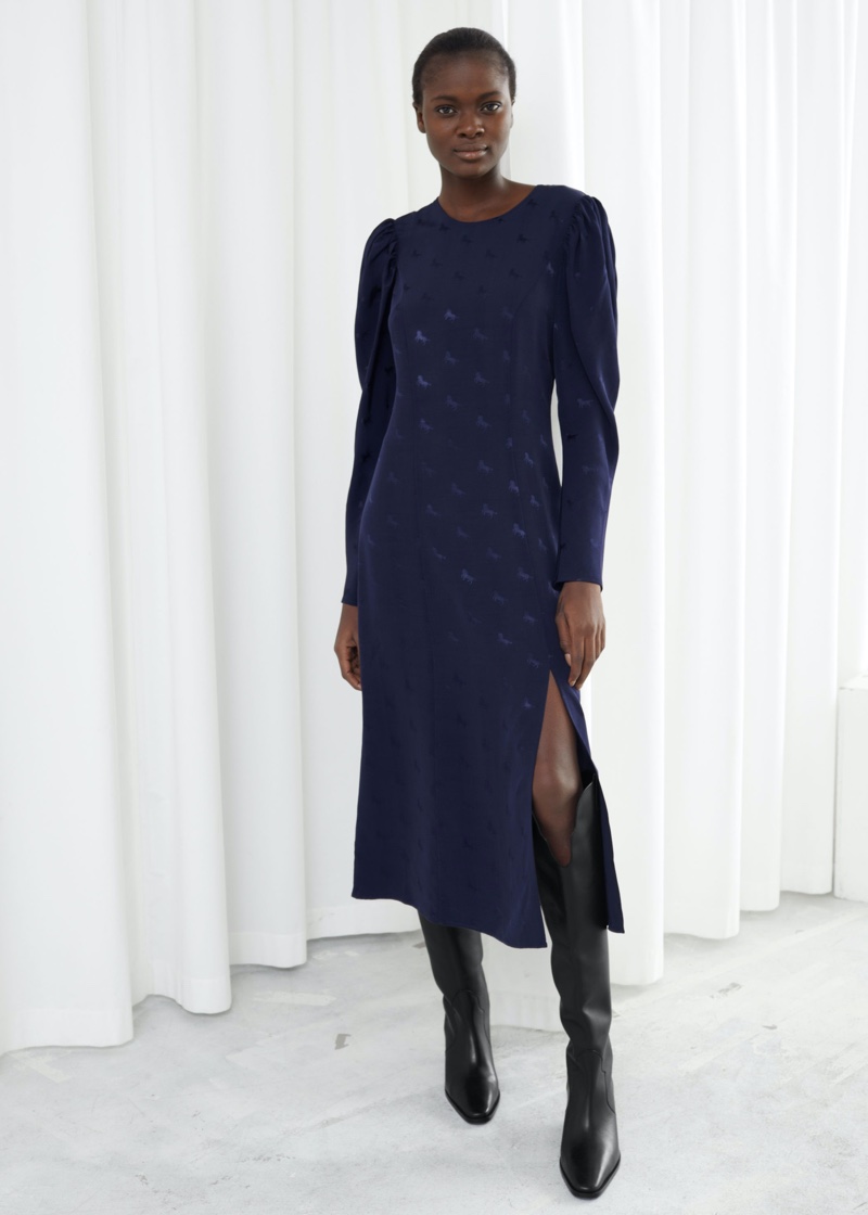 & Other Stories Horse Jacquard Midi Dress $119